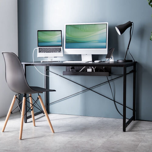 ケーブルトレー（ケーブルオーガナイザー・幅60cm・クランプ固定・スチールタイプ・配線受け・電源タップ・ケーブル収納・ブラック）