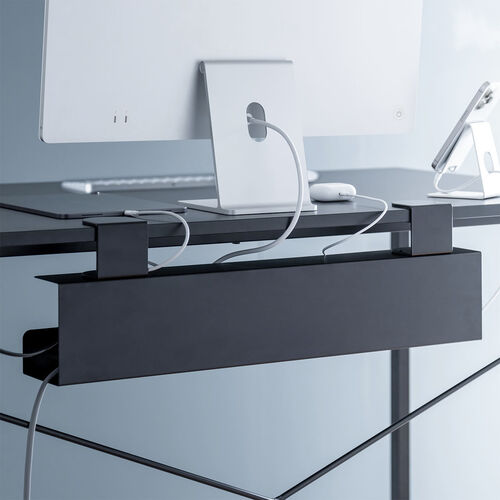 ケーブルトレー（ケーブルオーガナイザー・幅60cm・クランプ固定・スチールタイプ・配線受け・電源タップ・ケーブル収納・ブラック）