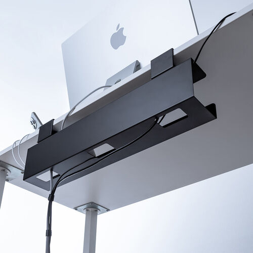 ケーブルトレー（ケーブルオーガナイザー・幅60cm・クランプ固定・スチールタイプ・配線受け・電源タップ・ケーブル収納・ブラック）