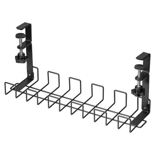 ケーブルトレー（幅42cm・クランプ固定・ワイヤータイプ・ケーブルオーガナイザー・ケーブル収納・小型・配線受け・電源タップ・ブラック）