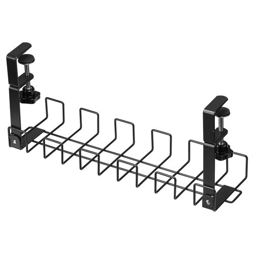 ケーブルトレー（幅42cm・クランプ固定・ワイヤータイプ・ケーブルオーガナイザー・ケーブル収納・小型・配線受け・電源タップ・ブラック）