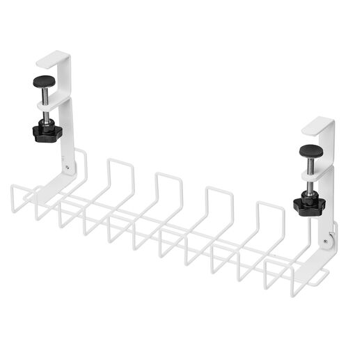 ケーブルトレー（幅42cm・クランプ固定・ワイヤータイプ・ケーブルオーガナイザー・ケーブル収納・小型・配線受け・電源タップ・ホワイト）
