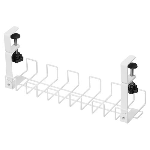 ケーブルトレー（幅42cm・クランプ固定・ワイヤータイプ・ケーブルオーガナイザー・ケーブル収納・小型・配線受け・電源タップ・ホワイト）