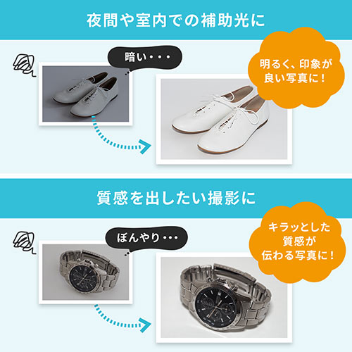 カメラLEDライト(ビデオライト・三脚対応・明るさ調節・色温度調節・充電式）