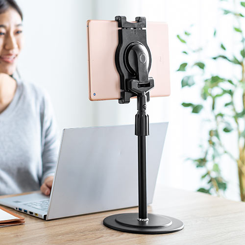 タブレットスタンド(卓上・iPad・WEB会議・オンライン授業・受付・サイネージ・角度調整・高さ調整・タブレットホルダー)