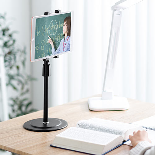 タブレットスタンド(卓上・iPad・WEB会議・オンライン授業・受付・サイネージ・角度調整・高さ調整・タブレットホルダー)