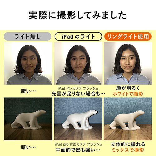 タブレットスタンド(リングライト付き・iPad・アーム・WEB会議・You Tube・TikTok・自撮り向け・俯瞰撮影・調光・調色・64灯・最大700ルーメン)