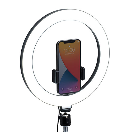 【アウトレット･訳あり・セール】LEDリングライト(俯瞰撮影・ウェブカメラ・スマホ・ウェブ会議・YouTube/自撮り向け・120灯・最大800ルーメン・スタンド)