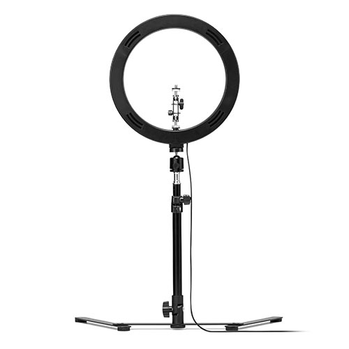 【アウトレット･訳あり・セール】LEDリングライト(俯瞰撮影・ウェブカメラ・スマホ・ウェブ会議・YouTube/自撮り向け・120灯・最大800ルーメン・スタンド)