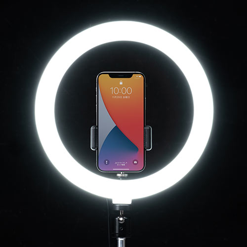 【アウトレット･訳あり・セール】LEDリングライト(俯瞰撮影・ウェブカメラ・スマホ・ウェブ会議・YouTube/自撮り向け・120灯・最大800ルーメン・スタンド)