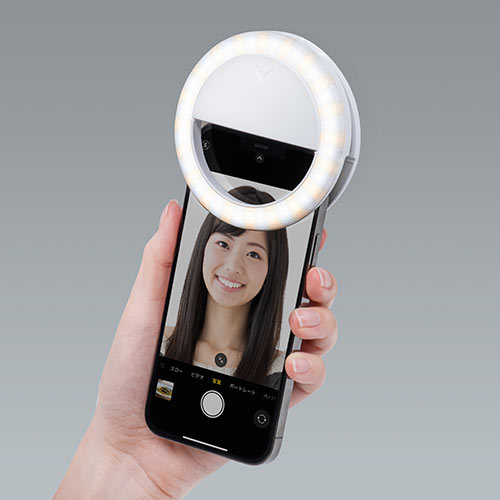 LEDリングライト（自撮り・スマホ/タブレット取付・クリップ・色調整・USB充電式・テレビ会議・自撮り・Zoom・Youtube・TikTok・Skype）