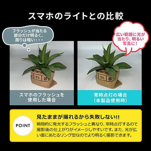 LEDリングライト（自撮り・スマホ/タブレット取付・クリップ・色調整・USB充電式・テレビ会議・自撮り・Zoom・Youtube・TikTok・Skype）