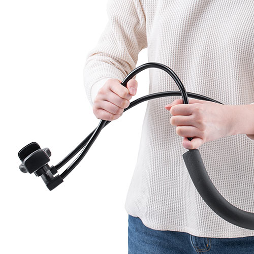 スマホホルダー(首掛け・動画視聴・タブレット・iPhone・iPad・撮影・腰取り付け・スタンド・フレキシブルアーム・ハンズフリー・角度調整)