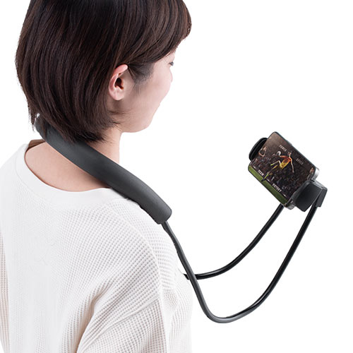 スマホホルダー(首掛け・動画視聴・タブレット・iPhone・iPad・撮影・腰取り付け・スタンド・フレキシブルアーム・ハンズフリー・角度調整)