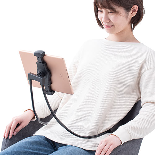 スマホホルダー(首掛け・動画視聴・タブレット・iPhone・iPad・撮影・腰取り付け・スタンド・フレキシブルアーム・ハンズフリー・角度調整)