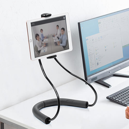 スマホホルダー(首掛け・動画視聴・タブレット・iPhone・iPad・撮影・腰取り付け・スタンド・フレキシブルアーム・ハンズフリー・角度調整)