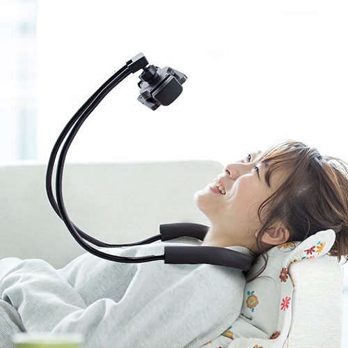 スマホホルダー(首掛け・動画視聴・タブレット・iPhone・iPad・撮影・腰取り付け・スタンド・フレキシブルアーム・ハンズフリー・角度調整)