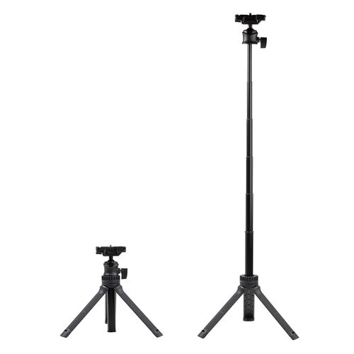 2WAYミニ三脚（自撮り棒・カメラ三脚・カメラネジ取付け式・スマホホルダー付き・360°回転雲台・耐荷重1kg・コンパクト・セルカ棒）