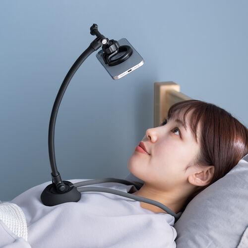 スマホホルダー（首掛け・動画視聴・撮影・寝ながらアーム・ハンズフリー・マグネット取付）