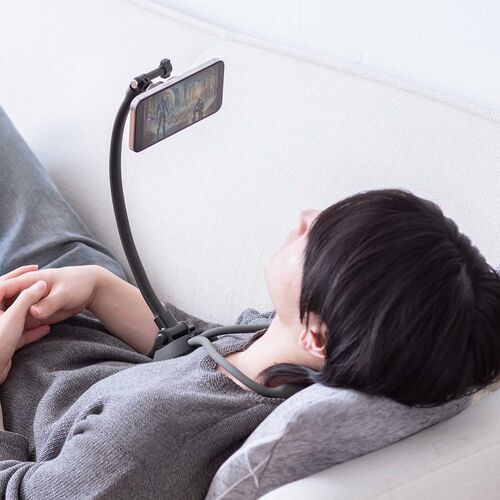 スマホホルダー（首掛け・動画視聴・撮影・寝ながらアーム・ハンズフリー・マグネット取付）