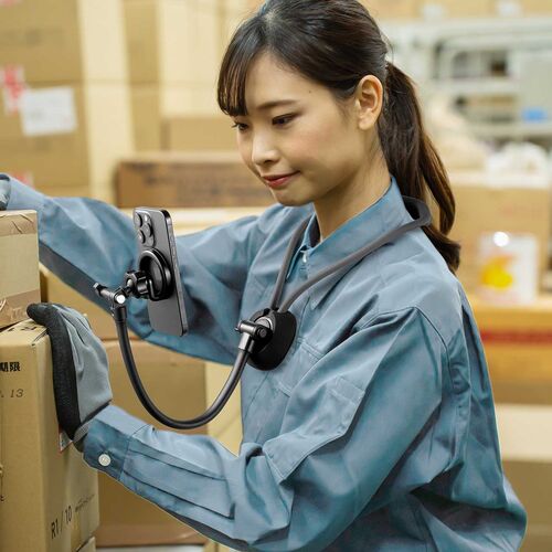 スマホホルダー（首掛け・動画視聴・撮影・寝ながらアーム・ハンズフリー・マグネット取付）