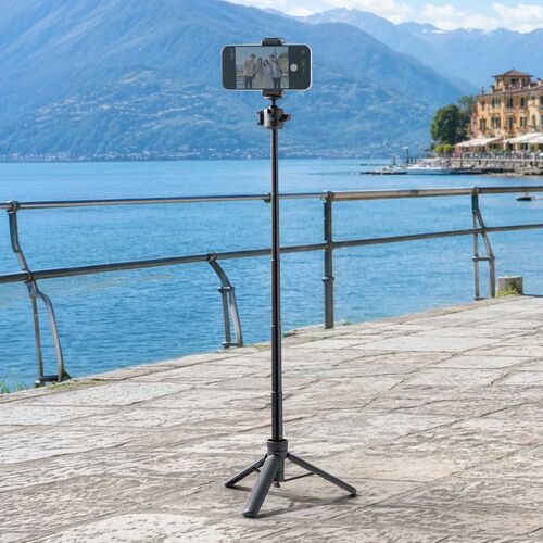 スマホ三脚（ミニ三脚・ワンタッチ開閉・伸縮式・2WAY・自撮り棒・GoPro対応・65cm・旅行・集合写真・動画撮影用）