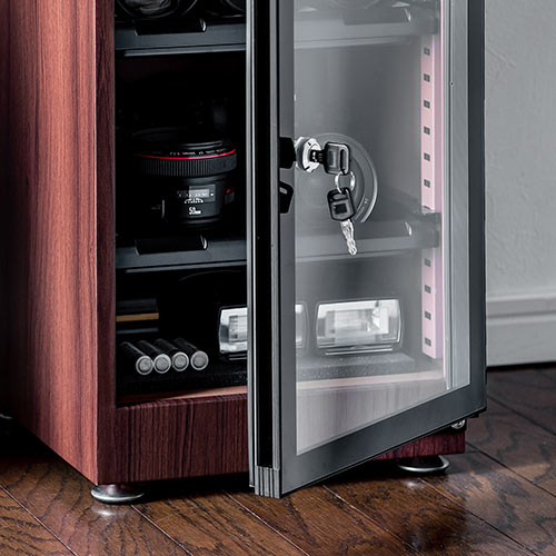 【アウトレット・中古・セール】防湿庫（ドライボックス・除湿庫・カビ対策・静音・カメラ収納・40L・木目調・鍵つき）