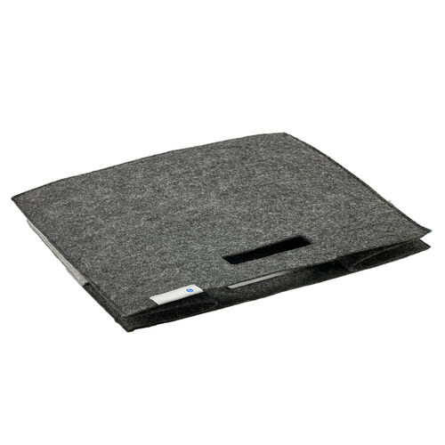 フェルト製収納ボックス（Lサイズ・ポケット・ハンドル付き・小物入れ・収納BOX・幅38cm・奥行25cm・高さ24cm・ブラック）