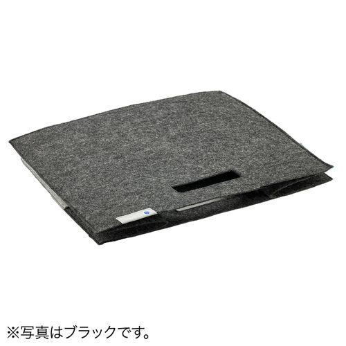 フェルト製収納ボックス（Lサイズ・ポケット・ハンドル付き・小物入れ・収納BOX・幅38cm・奥行25cm・高さ24cm・ブルー）