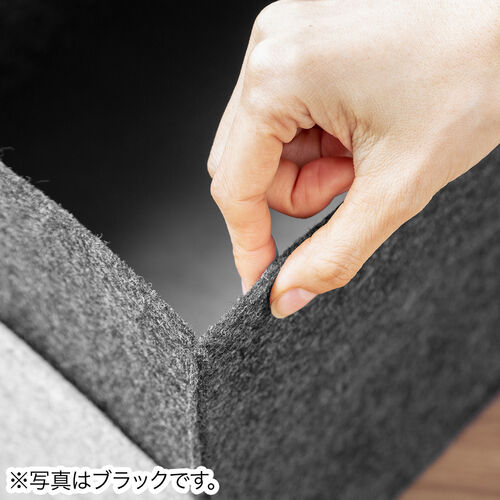 フェルト製収納ボックス（Lサイズ・ポケット・ハンドル付き・小物入れ・収納BOX・幅38cm・奥行25cm・高さ24cm・ブルー）