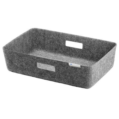 フェルト製収納ボックス（圧縮成形トレー・ハンドル付き・小物入れ・収納BOX・幅40cm・奥行25cm・高さ11cm・グレー）