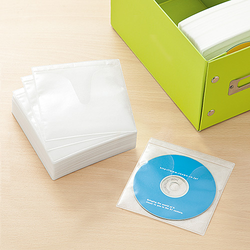 CD・DVD用不織布ケース（両面収納・ホワイト）