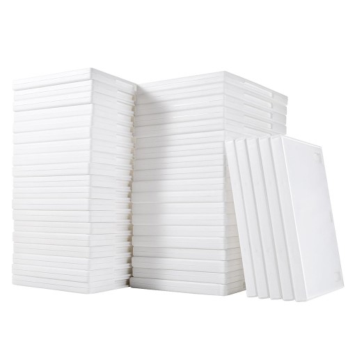 DVDケース（1枚収納・トールケース・50枚・透明フィルム付き・BD・CD・BD-R・BD-RE・ブルーレイ・Bluray・Blu-ray・教材・卒業・卒園・ホワイト）FCD032-50W