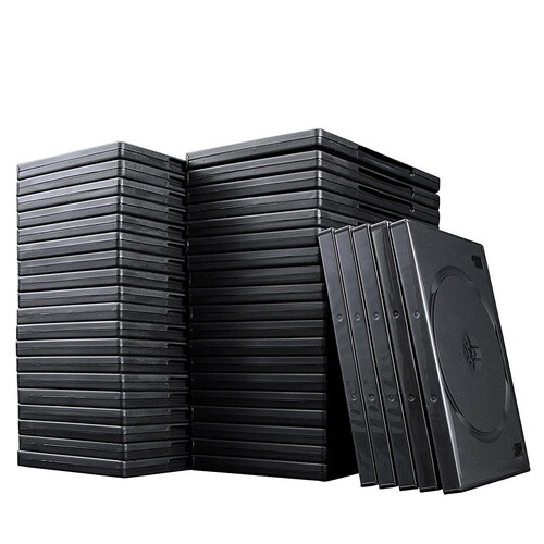 DVDケース（2枚収納・トールケース・50枚・BD・CD・BD-R・BD-RE・ブルーレイ・Bluray・Blu-ray・教材・卒業・卒園・ブラック）FCD033BK