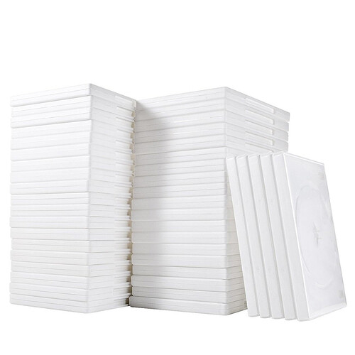 DVDケース（2枚収納・トールケース・50枚・BD・CD・BD-R・BD-RE・ブルーレイ・Bluray・Blu-ray・教材・卒業・卒園・ホワイト）FCD033-50W