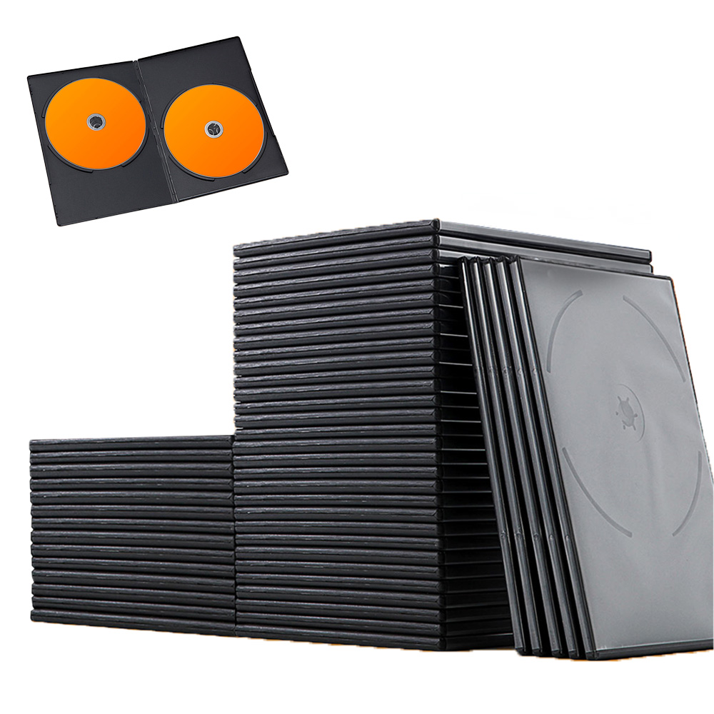 DVDケース スリムタイプ（2枚収納・トールケース・50枚・7mm・ブラック
