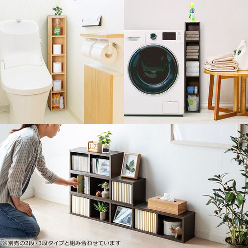 カラーボックス（5段・木製・横置き・収納・スリム・サイズ・メディアラック・漫画・おしゃれ・ブラウン） FCD065BR