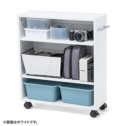 すきま収納ラック(３段・木製・キャスター付き・収納・スリムワゴン・カウンター下・幅20cm・奥行き55cm・コミック・漫画・CD・DVD・BD・ブラウン) FCD070BR