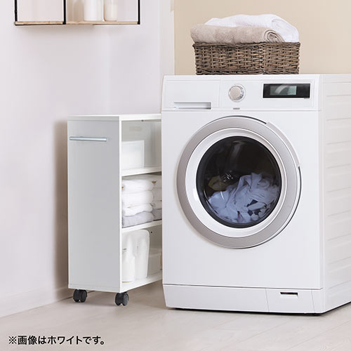 すきま収納ラック(３段・木製・キャスター付き・収納・スリムワゴン・カウンター下・幅20cm・奥行き55cm・コミック・漫画・CD・DVD・BD・ブラウン) FCD070BR