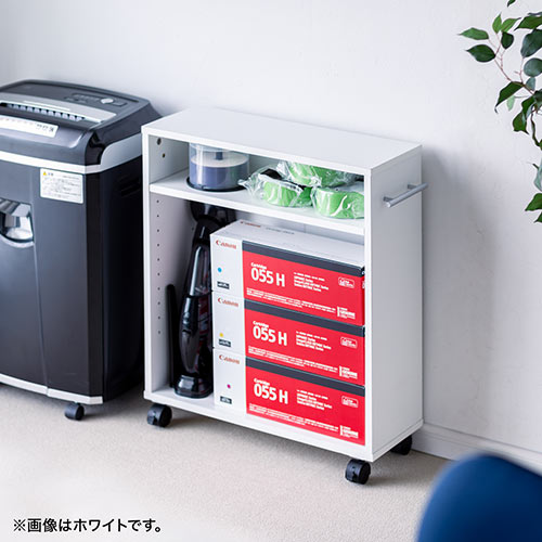 すきま収納ラック(３段・木製・キャスター付き・収納・スリムワゴン・カウンター下・幅20cm・奥行き55cm・コミック・漫画・CD・DVD・BD・ブラウン) FCD070BR