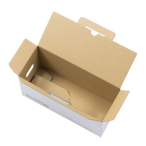 マルチ収納ボックスケース（Sサイズ・5個セット・段ボール製・組み立て式・CD・DVD・本・衣服・ラック収納・輸送箱）