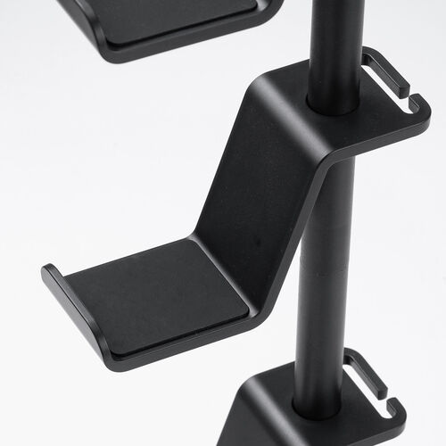 コントローラースタンド（クランプ固定式・転倒防止・ゲームパッド・ヘッドホン・スタンド・PS5・PS4・switch 対応・充電用スリット・卓上・デスク下・収納ラック・収納スタンド・ブラック）