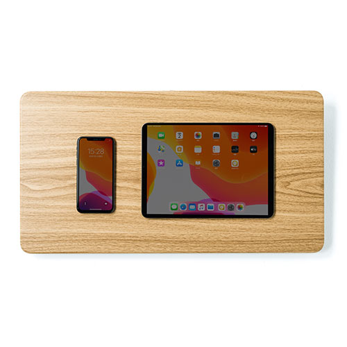 ひざ上テーブル（ノートパソコン・木目・クッション・持ち運び・テーブル・マウスパッド付き・テレワーク・在宅勤務・薄い木目調）