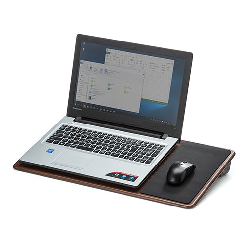 【アウトレット・訳あり・セール】クッションテーブル(膝上・ノートパソコン・タブレット・ラップトップテーブル・木目・ワイド・マウスパッド)