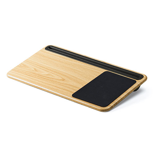 ひざ上テーブル（ノートパソコン・タブレット・15.6インチ・ラップトップテーブル・マウスパッド付き・クッション取り外し・スタンド付き・持ち運び・テレワーク・在宅勤務・薄い木目調）