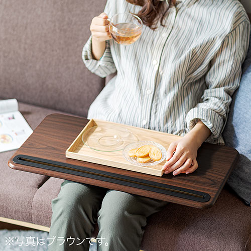 ひざ上テーブル（ノートパソコン・タブレット・15.6インチ・ラップトップテーブル・マウスパッド付き・クッション取り外し・スタンド付き・持ち運び・テレワーク・在宅勤務・薄い木目調）