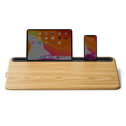 ひざ上テーブル（ノートパソコン・タブレット・15.6インチ・ラップトップテーブル・マウスパッド付き・クッション取り外し・スタンド付き・持ち運び・テレワーク・在宅勤務・薄い木目調）