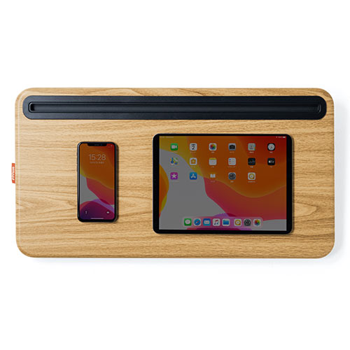 ひざ上テーブル（ノートパソコン・タブレット・15.6インチ・ラップトップテーブル・マウスパッド付き・クッション取り外し・スタンド付き・持ち運び・テレワーク・在宅勤務・薄い木目調）