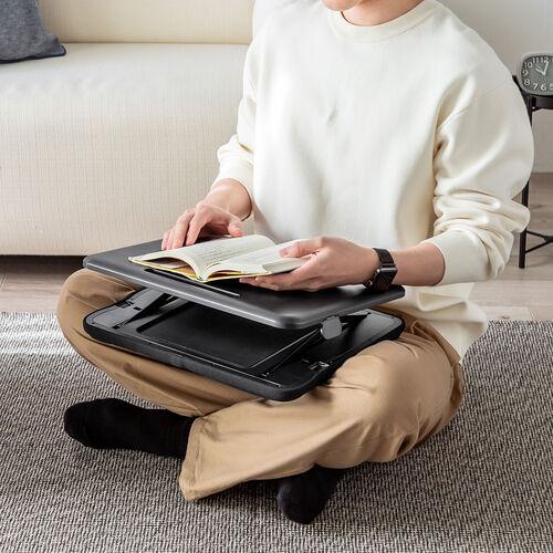 クッションテーブル（パソコンスタンド・膝上テーブル・タブレットスタンド・上下昇降・高さ変更可能・マウスパッド付・メッシュクッション）