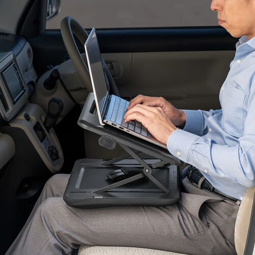 クッションテーブル（パソコンスタンド・膝上テーブル・タブレットスタンド・上下昇降・高さ変更可能・マウスパッド付・メッシュクッション）